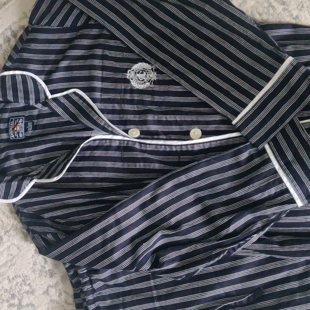 American living women's black and white striped cotton pajamas size large